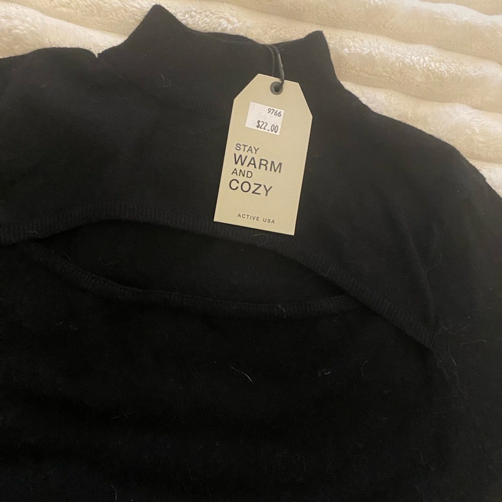 Active USA Classic Black Cowl Neck Sweater